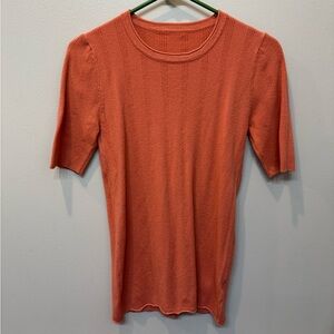 Coral short sleeve ribbed sweater shirt size small (4-6) spring fall winter